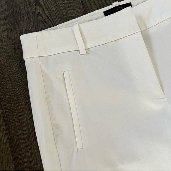 J CREW Teddie White Cotton/Viscose Mid Waist Straight Leg Cropped Pants Size 2 - Picture 7 of 9